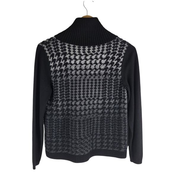 Lafayette 148 Cowl Neck Long Sleeve Wool Sweater Black Gray Size S - Picture 5 of 5